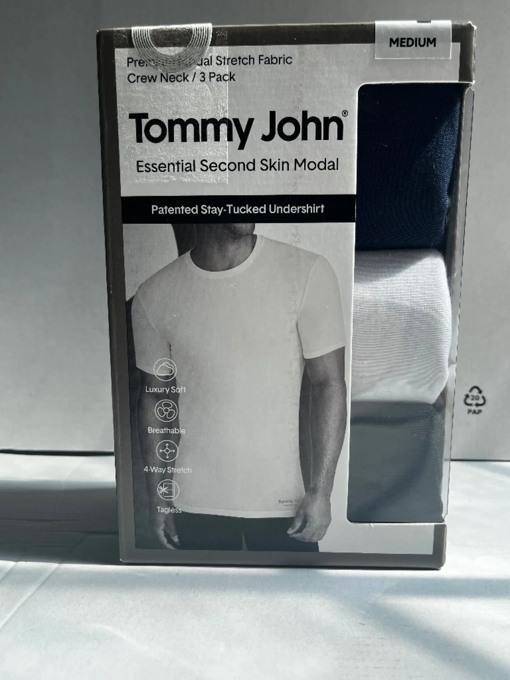 Tommy John Men's 3 Pack Second Skin Crewneck Undershirts - Navy, White, Gray